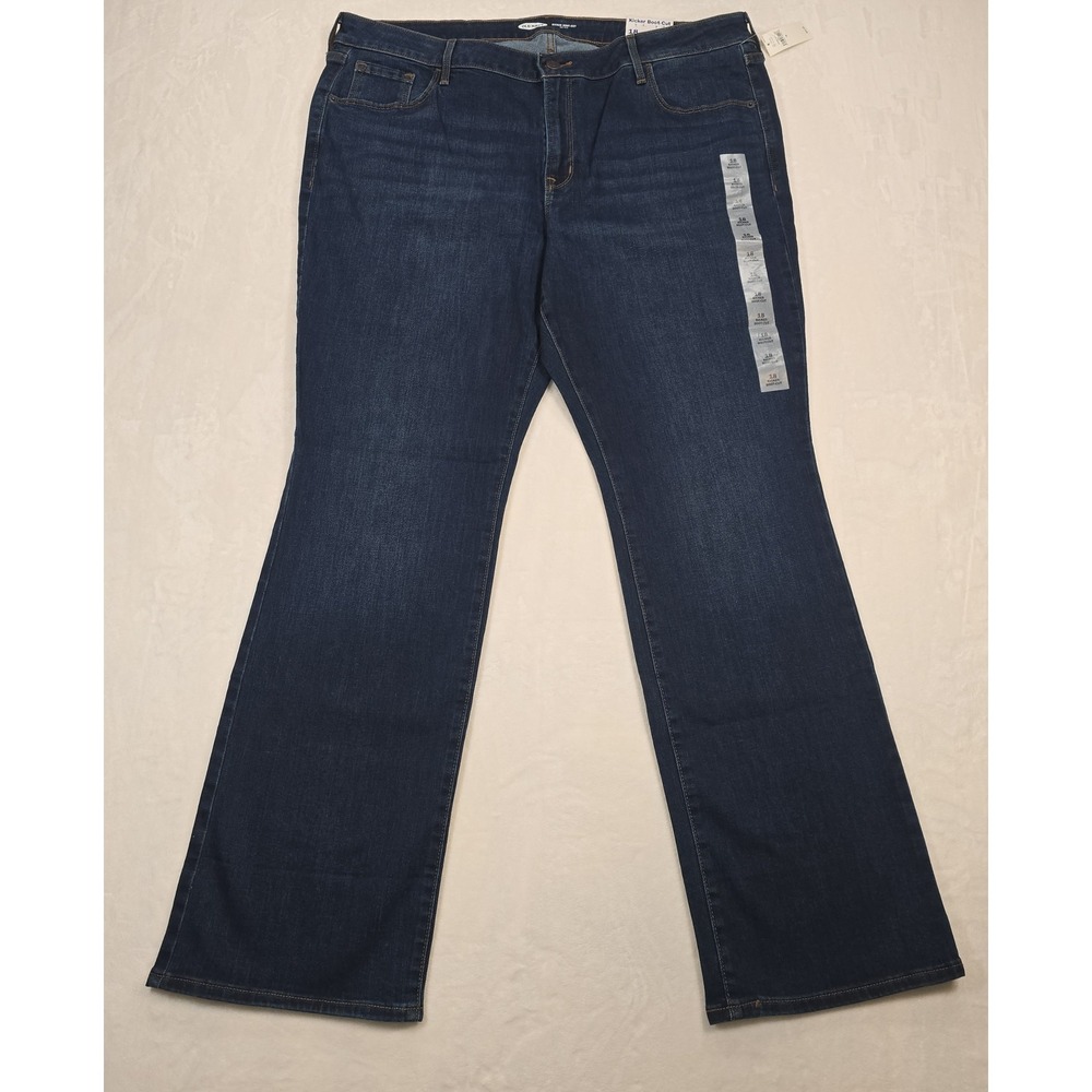 Old Navy Kicker Boot-Cut Jeans Womens 18 Dark Wash Mid-Rise Stretch Denim New